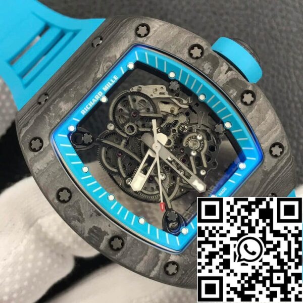 5 17 419c093c 9937 4905 a092 71ee245edb8e Richard Mille RM055 1:1 Meilleure édition ZF Bracelet en caoutchouc bleu d'usine