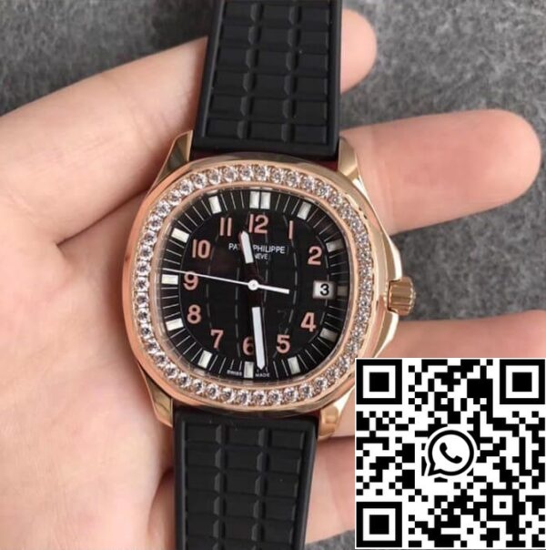 5 201 4508f998 9d56 4cd1 9773 64b94b65b9d9 Patek Philippe Aquanaut 1:1 Best Edition PPF Factory gyémánt rózsaarany fekete számlapja