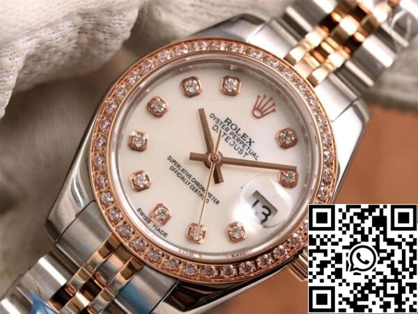 5 22 Rolex Datejust 28MM 1:1 Best Edition BP Factory diamantbesat hvid urskive