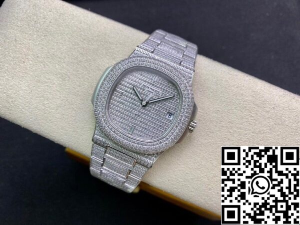 5 230 Patek Philippe Nautilus 5719/10G-010 1:1 Best Edition PPF Factory V4 ezüst gyémánt svájci ETA324