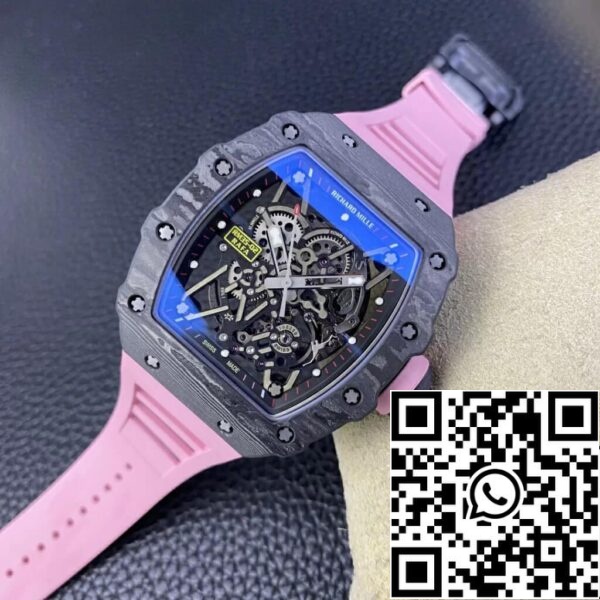 5 48 dfc6b084 d0bc 43e5 a7c7 3c3c6f3daa47 Richard Mille RM35-02 1:1 Best Edition T+ Factory NTPT Carbon Fiber rózsaszínű gumipántos óraszíj