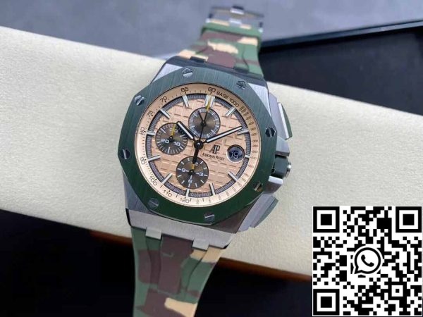 5 54 7ccea2e9 3f67 4b06 bab4 1697feece171 Audemars Piguet Royal Oak Offshore 26400SO.OO.A054CA.01 1:1 Best Edition APF Factory bézs színű számlapja