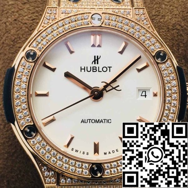 5 57 73114203 71a4 4a45 a10e 162778d0401d Hublot Classic Fusion 38MM 1:1 Best Edition HB Factory gyémánt fehér tárcsa