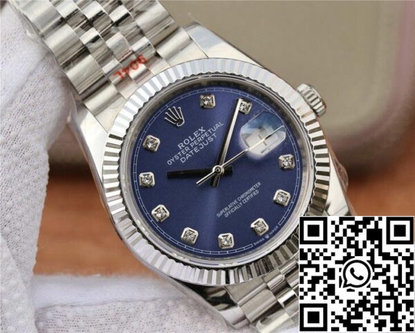 5 63 30a7ed23 7b94 4490 9f53 239f961a36d2 Rolex Datejust M126234-0037 1:1 Best Edition GM gyári gyémántbetétes kék számlapja