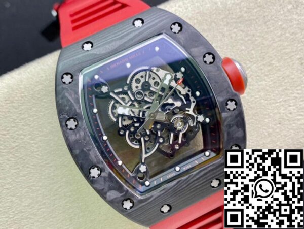 5 63 ba85db73 1089 4e5c 9806 23855d1a344a Richard Mille RM055 1:1 Best Edition KV Factory V2 szénszálas vörös szíj