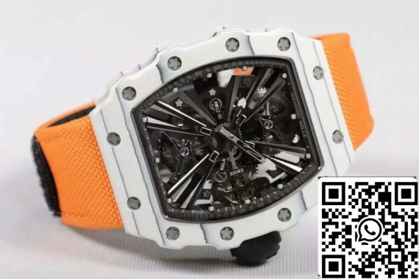 5 65 569f6387 cb1e 4c30 bf9e 891c27986c8b Richard Mille RM12-01 Tourbillon 1:1 Mejor Edición RM Factory Caja de fibra de carbono Correa naranja