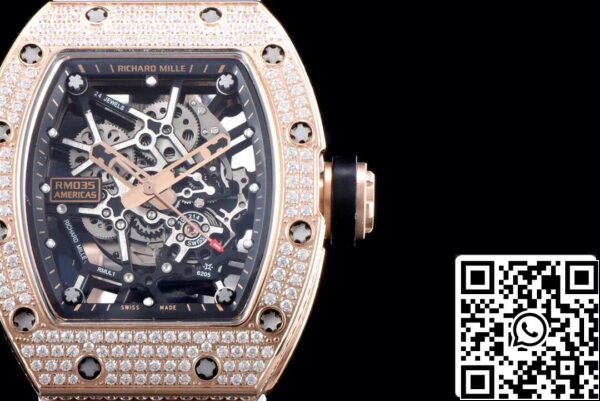 5 65 afb92cc3 4fd4 431d b3e5 86a67a7332a7 Richard Mille RM035 Americas 1:1 Best Edition KV Factory Rose Gold Diamond Case