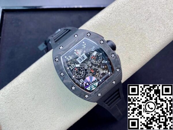 5 74 e9974eaa 02f5 4d5f a3ad 83d0ea89f146 Richard Mille RM011 1:1 Best Edition KV Factory Carbon Fiber Black Rubber Strap