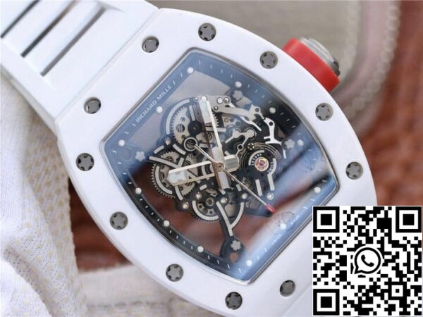 5 76 139553ce 3b76 4c69 bb94 706130aac7e5 Richard Mille RM055 1:1 베스트 에디션 KV 팩토리 세라믹 화이트 러버 스트랩