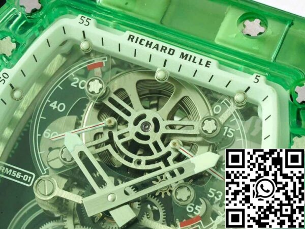 5 76 ca137357 84a0 4efc a639 de5a0d2a7311 Richard Mille RM 56-01 Tourbillon 1:1 Best Edition RM Fabrieks Groen Transparante Kast