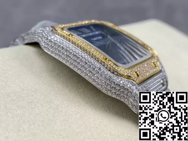 54417e8510533fc Santos De Cartier Diamond ρολόγια μπλε καντράν και χρυσό 1:1 Best Edition AMG εργοστάσιο Swarovski Stone