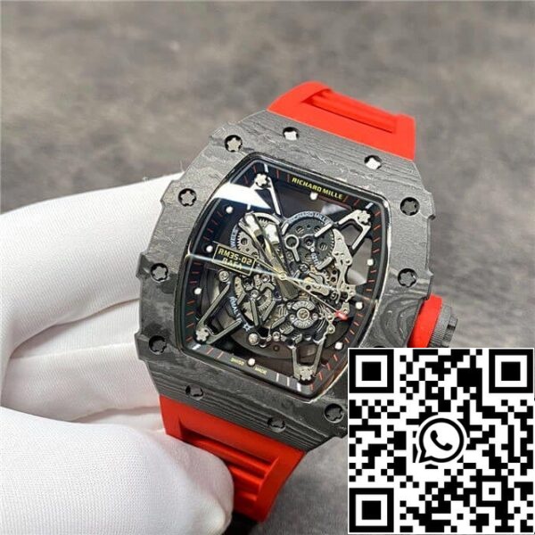 5 48d611a8 d09b 4312 aaec 1403bbc43871 Richard Mille RM35-02 1:1 Meilleure édition KV Factory Bracelet en fibre de carbone rouge