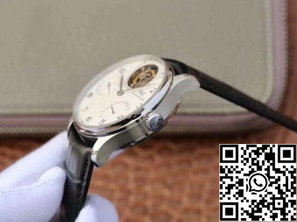 6 139 8c374794 2250 4633 981a ca5633909fe2 IWC portugalilainen IW504202 Real Tourbillon 1:1 Best Edition White Dial Musta nahkahihna Sveitsin ETA Tourbillon