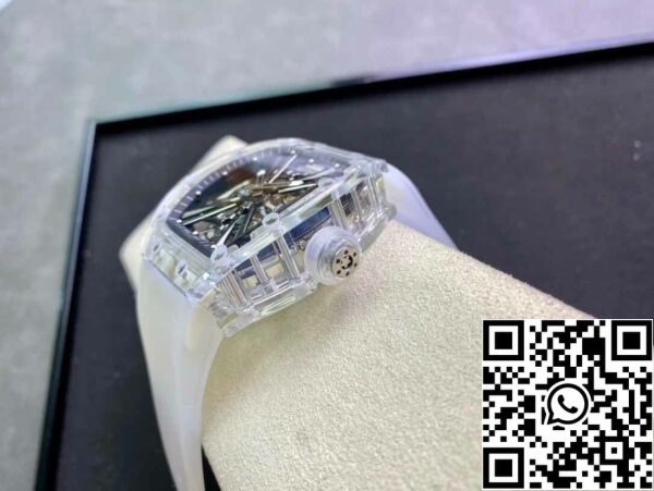 6 14 8877f63a 4acc 4b09 ac90 ea6271adf3f7 Richard Mille RM12-01 1:1 Най-добро издание RM Factory Tourbillon Прозрачна версия Бяла каишка