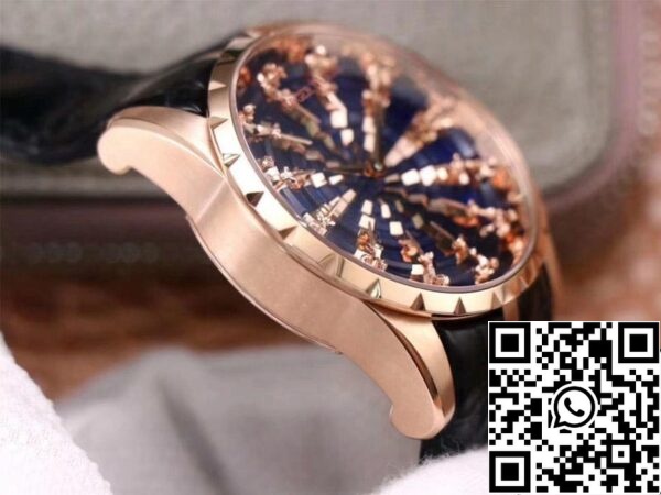 6 178 Roger Dubuis Excalibur RDDBEX0684 1:1 Best Edition ZZ Factory Rose Gold Blue Dial Swiss ETA9015