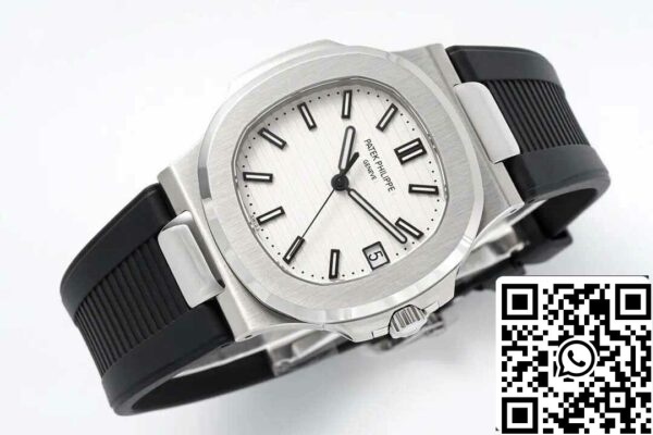 6 17 7f731f15 7264 4983 baf1 6041bd10f6a2 Patek Philippe Nautilus 5711 1:1 Best Edition PPF Factory Biała tarcza Gumowy pasek