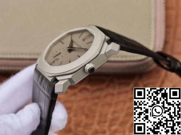 6 1 8d9834c1 c710 4df1 a99f abce95a1d5c2 Bvlgari Octo Finissimo Extra Thin Automatic 103035 Мужские часы 1:1 Best Edition Swiss BVL193 Черный кожаный ремешок