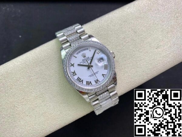 6 34 f8fc0625 75f5 4c88 ba03 9a3bf6fbe07b Rolex Day Date M128349RBR-0026 1:1 Best Edition EW Factory Λευκό καντράν