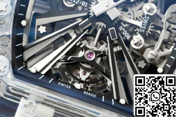 6 60 ec5b3f64 47d7 4aed acc7 11643dd9c347 Richard Mille RM12-01 1:1 Best Edition RM Factory Tourbillon Versão transparente Bracelete azul