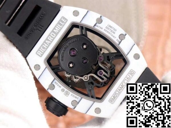 7 192 Richard Mille RM052-01 1:1 Mejor edición JB Factory Tourbillon suizo de cerámica blanca