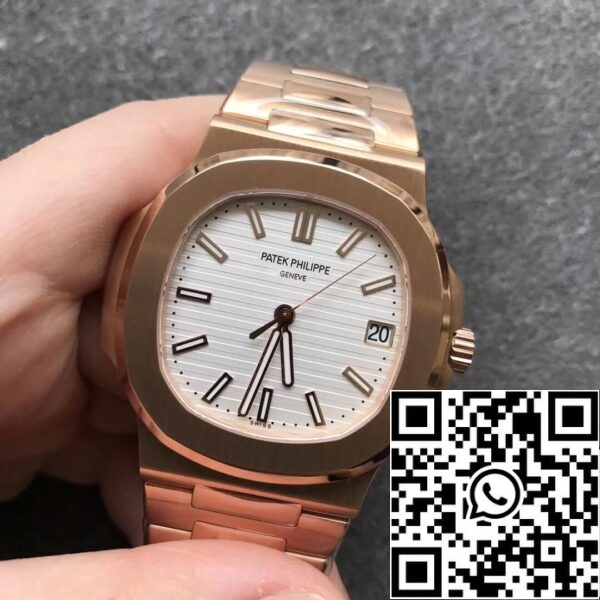 7 222 Patek Philippe Nautilus 5711/1R-001 1:1 Melhor Edição PPF Factory V4 Ouro Rosa Mostrador Branco Suíço ETA324