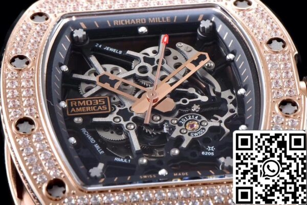 7 64 3c4514f8 285b 4172 9a2c e963e6211b82 Richard Mille RM035 Americas 1:1 Best Edition KV Factory Rose Gold Diamond Case