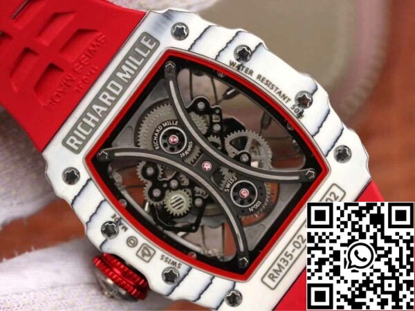 8 107 87557465 5380 44d6 a34f bbe1fee6648f Richard Mille RM53-01 1:1 Best Edition KV Factory TPT Hiilikuitu punainen hihna