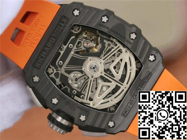 8 110 dee86c63 27d3 4029 9514 3736badab43a Richard Mille RM11-03 1:1 Best Edition KV Factory Carbon Fiber Orange Strap