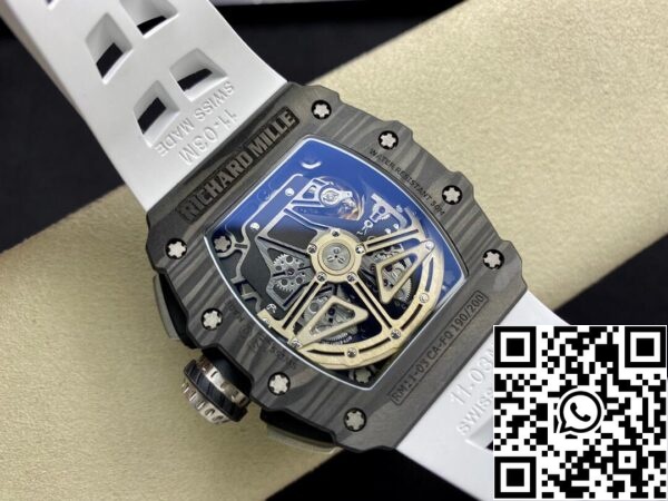 8 124 dca4e328 947c 4dbf a3eb b1f349e35dc9 Richard Mille RM011-03 1:1 Best Edition KV Factory Carbon Fiber White Strap