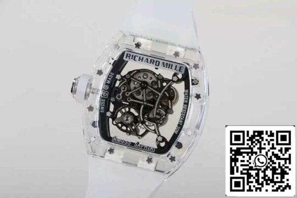 8 15 e738c7e7 3ca3 4542 b2ce c8fd898c514f Replica Richard Mille RM055 Best Edition RM Factory átlátszó csontvázas számlapja