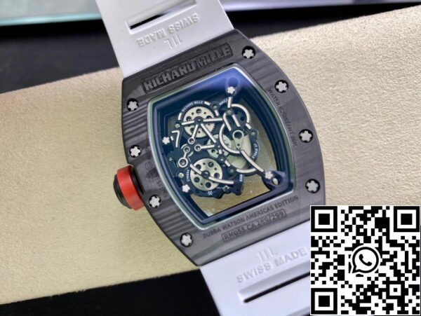 8 166 3e52128e d60e 4bb9 bfed faaa5a1f680a Richard Mille RM055 1:1 Best Edition KV Factory V2 Fehér gumiszíj