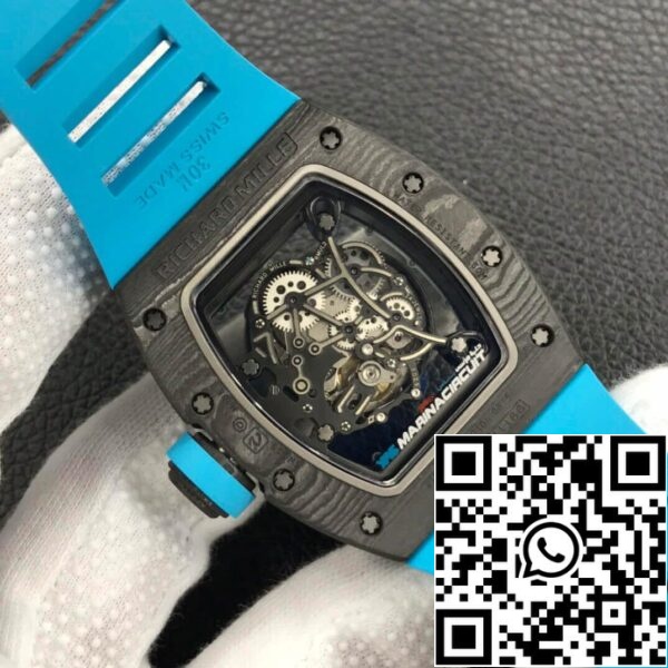 8 17 d4549858 fb34 4962 9994 9f22fc760372 Richard Mille RM055 1:1 Meilleure édition ZF Bracelet en caoutchouc bleu d'usine