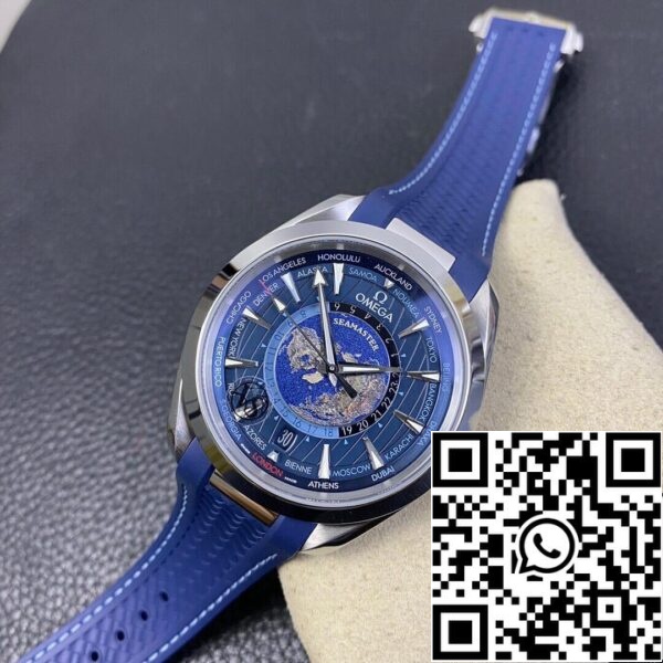 8 224 Omega Seamaster Aqua Terra GMT Worldtimer 220.12.43.22.03.001 1:1 Mejor Edición VS Factory Esfera Azul