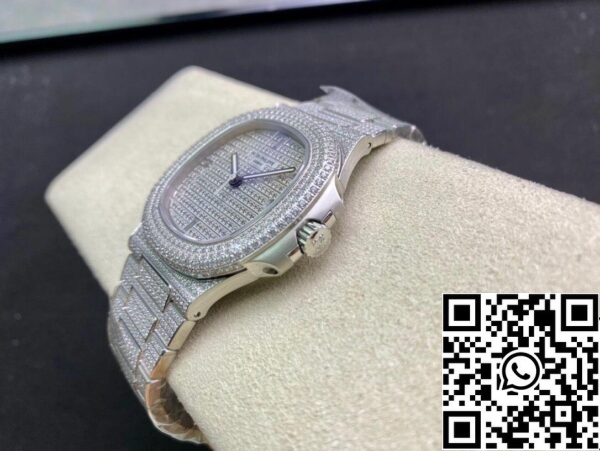 8 229 Patek Philippe Nautilus 5719/10G-010 1:1 Best Edition PPF Factory V4 ezüst gyémánt svájci ETA324