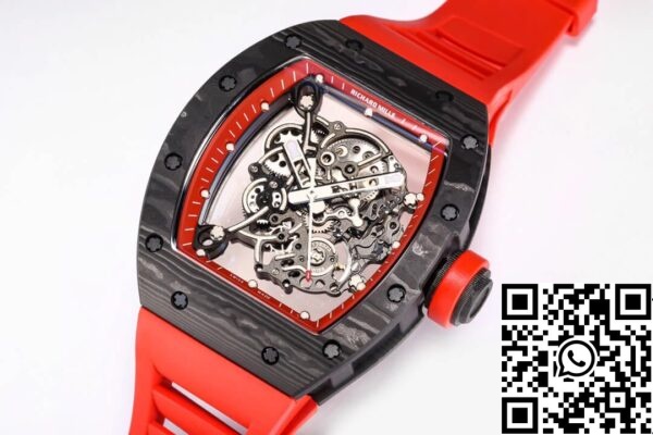 8 23 4917d901 758b 4c5a 9d43 225c4fb49ffd Richard Mille RM055 NTPT 1:1 Mejor Edición BBR Factory Fibra de Carbono Correa Roja