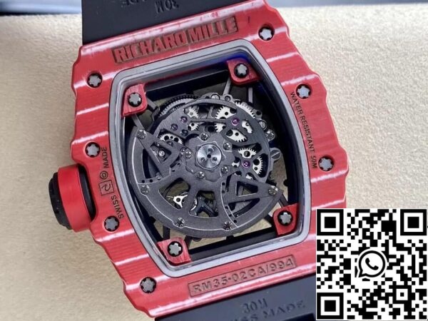 8 60 48c6bd34 e131 460d 9f74 61a05fe6ec8a Richard Mille RM35-02 1:1 Meilleure édition T+ Boîtier en fibre de carbone NTPT rouge d'usine Bracelet noir