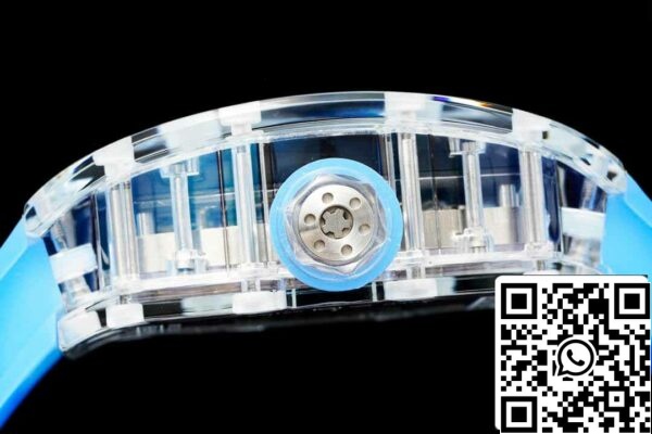 8 63 27a4cd17 fc3e 48b5 9eb7 f08e05f3eeb0 Richard Mille RM12-01 1:1 Best Edition RM Factory Tourbillon Versão transparente Bracelete azul