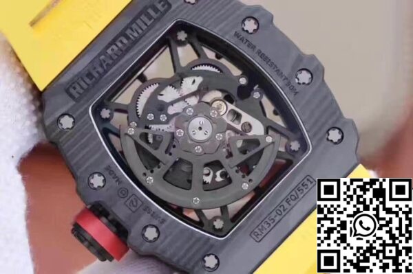 8 668 Richard Mille RM35-02 KV Factory 1:1 Best Edition Swiss ETA8215 Cinturino in gomma gialla