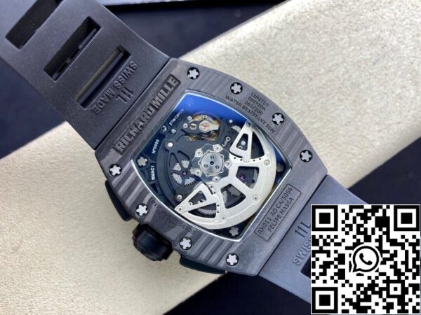 8 71 956c0742 12f8 4482 893d 410ee51b9745 Richard Mille RM011 1:1 Best Edition KV Factory Carbon Fiber Black Rubber Strap