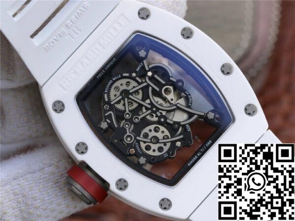 8 73 d0663a72 5faa 4497 b6a3 3cce544c1028 Richard Mille RM055 1:1 Best Edition KV Factory Ceramic White Rubber Strap