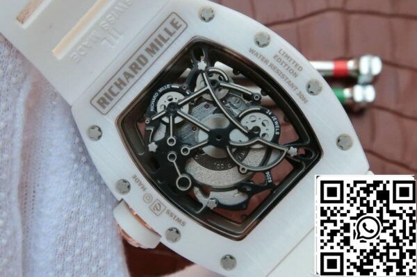 8 74 b44a9252 9e5b 4780 a778 02d8d69baece Richard Mille RM055 1:1 Best Edition KV Factory White Ceramic Rubber Strap