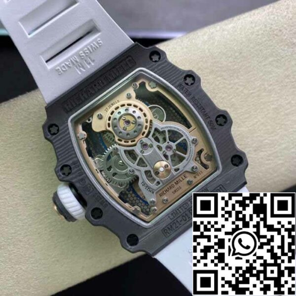 8 9 cdf0e342 9885 48fd b847 16d927a86162 Richard Mille RM21-01 1:1 Best Edition RM Factory Tourbillon Scheletrato Quadrante Bianco Cinturino