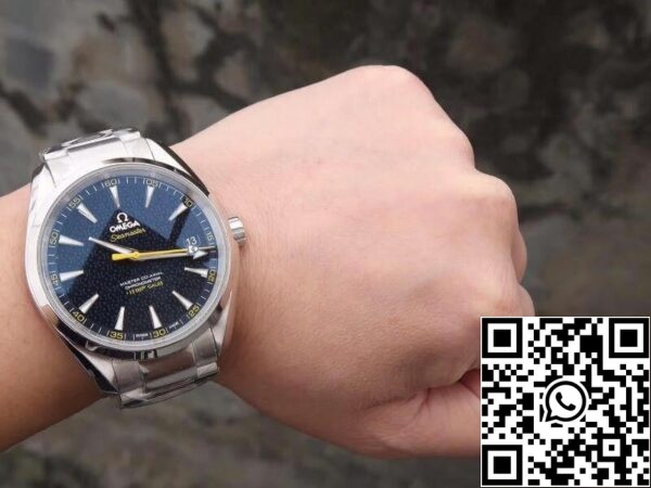 9 117 cdffab4b bb9e 4288 8c3c 694aef6b9291 Omega Seamaster Aqua Terra 231.10.42.21.03.004 150M "James Bond" rustfrit stål 1:1 Best Edition rustfrit stål armbånd schweizisk ETA8500 blå struktureret urskive