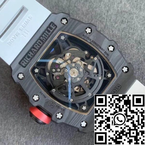 9 55 b1f98809 2743 4877 8108 ea0f9698c13e Richard Mille RM35-02 1:1 Best Edition KV Factory V3 Koolstofvezel Wit Bandje