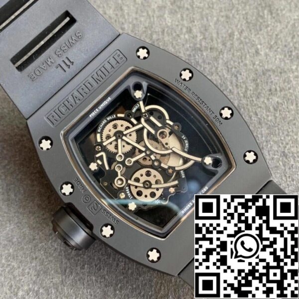 9 64 46043955 83d4 40aa 9964 d1e848bd377b Richard Mille RM055 1:1 Best Edition KV Factory V2 Keraaminen musta hihna