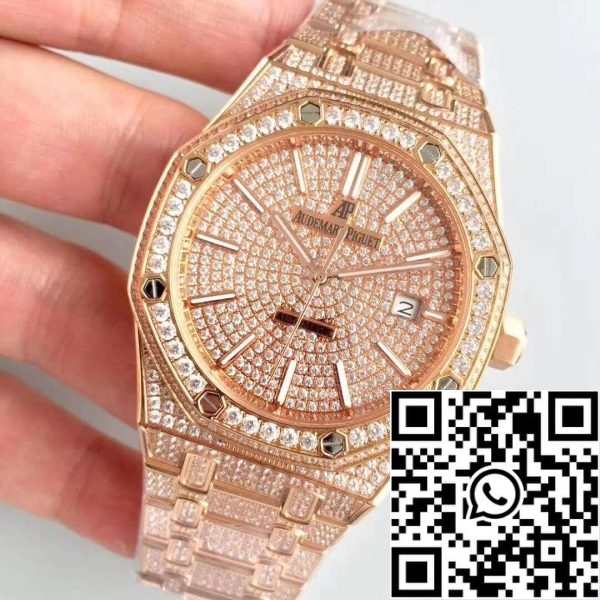 Audemars Piguet Royal Oak 1 1 Najboljša izdaja švicarski ETA3120 Full Diamond iz nerjavečega jekla zapestnica EU Watch Store 3604 Audemars Piguet Royal Oak 1:1 Najboljša izdaja švicarski ETA3120 Full Diamond iz nerjavečega jekla zapestnica