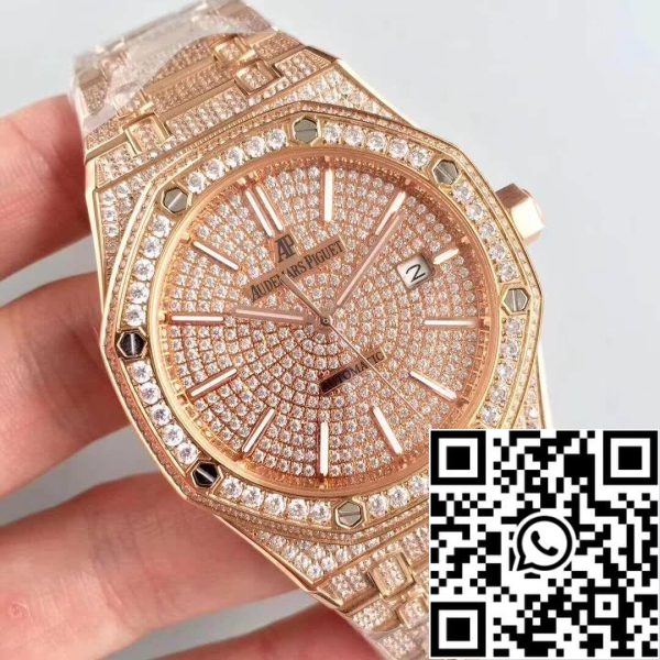 Audemars Piguet Royal Oak 1 1 Najboljša izdaja švicarski ETA3120 Full Diamond iz nerjavečega jekla zapestnica EU Watch Store 7872 Audemars Piguet Royal Oak 1:1 Najboljša izdaja švicarski ETA3120 Full Diamond iz nerjavečega jekla zapestnica