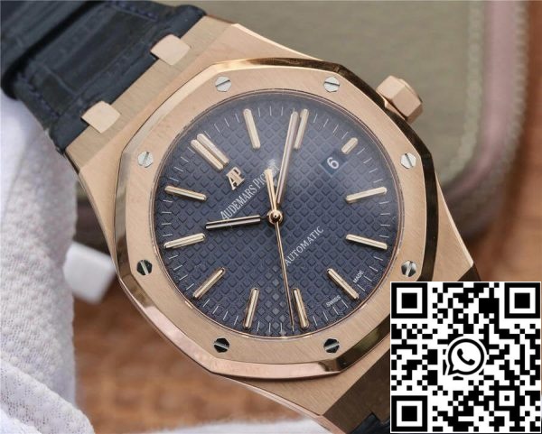 Audemars Piguet Royal Oak 15400 1 1 Melhor Edição OM Factory Correia de Couro em Ouro Rosa EU Watch Store 7036 Audemars Piguet Royal Oak 15400 1:1 Melhor Edição OM Factory Correia de Couro em Ouro Rosa