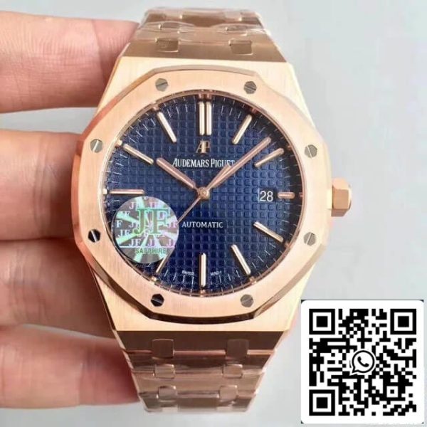 Audemars Piguet Royal Oak 15400OR OO 1220OR 03 1 1 Best Edition JF Factory Blue Dial EU-Horlogewinkel 5073 Audemars Piguet Royal Oak 15400OR.OO.1220OR.03 1:1 Best Edition JF Factory Blue Dial