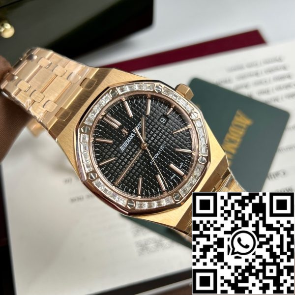 Audemars Piguet Royal Oak 15400OR op maat Moissanite baguette en 18k rose goud EU horloge winkel 3088 Audemars Piguet Royal Oak 15400OR op maat Moissanite baguette en 18k rose goud